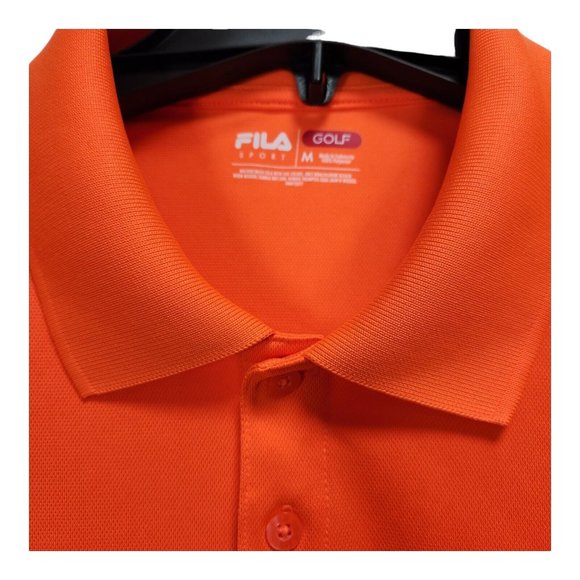 FILA Polo Shirt Men`s Size M Orange 100% Polyester Performance Golf Short Sleeve - Picture 3 of 5